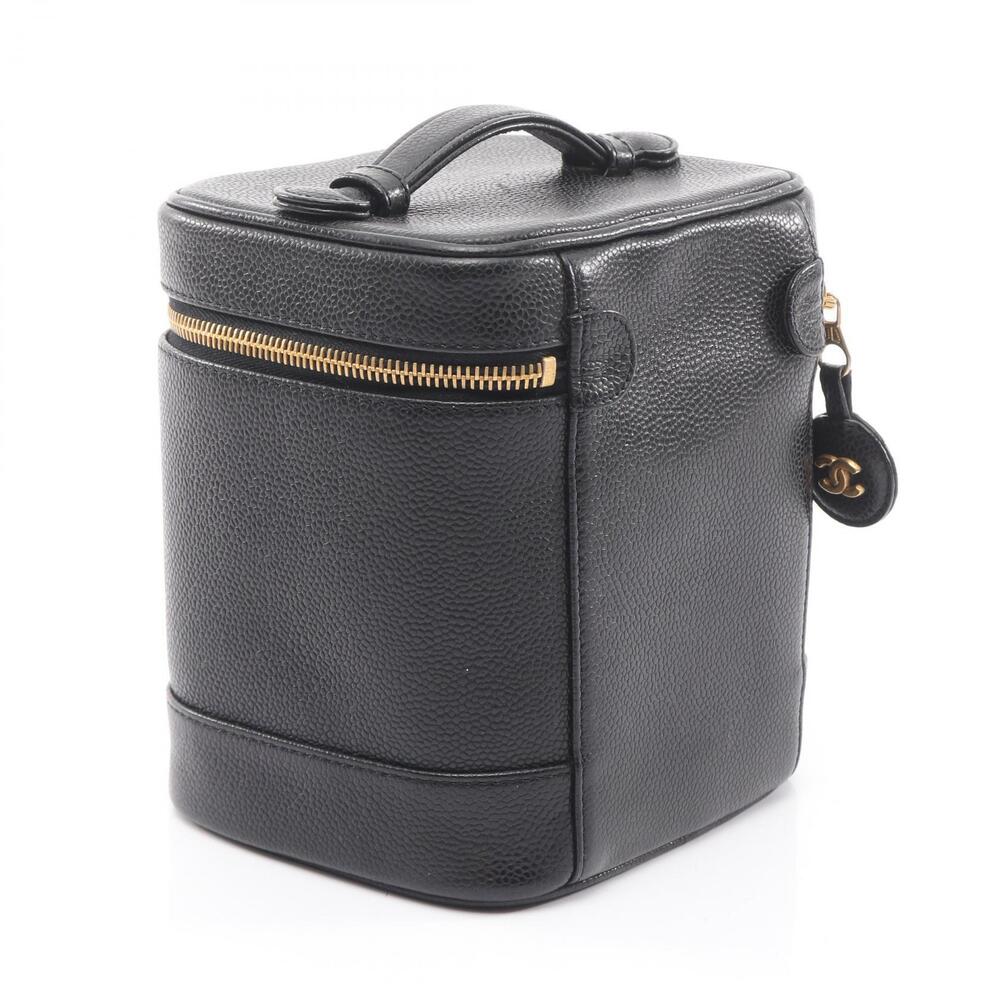 Chanel Grained Mark Coco Handbag Caviar Leather Black Calfskin Black